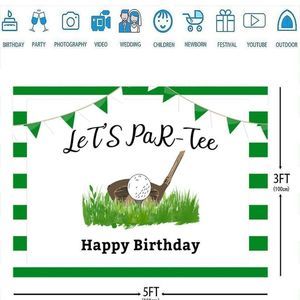 Let's par-tee happy birthday banner 3ftx5ft